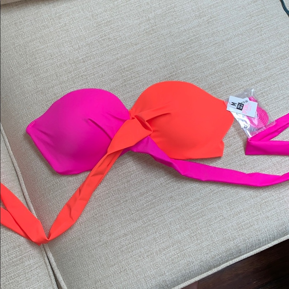 Fuschia and Orange Wrap Bikini Top
